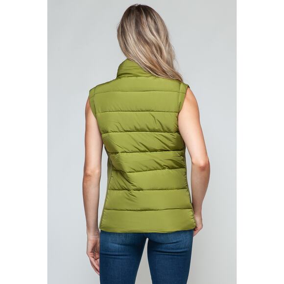 SNOBBISH Green Zip Up Turtleneck Puffer Vest Full Zip Pockets New Fall Winter - Picture 5 of 9